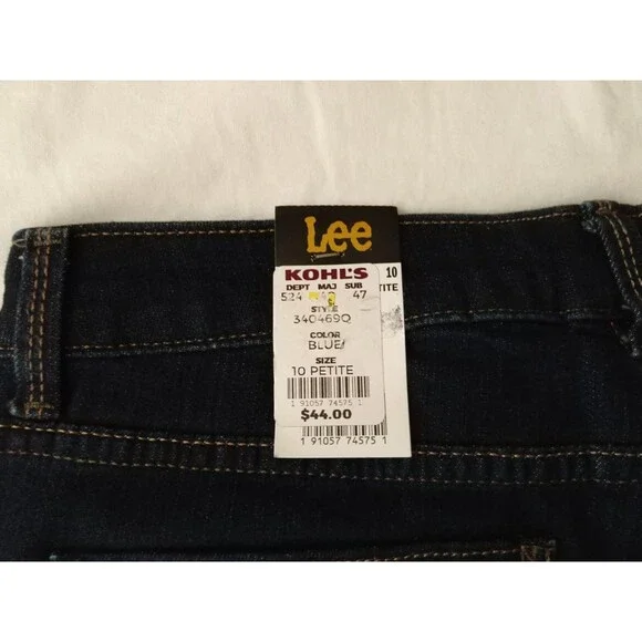 NWT Woman LEE Instantly Slims JEANS Sz 10 PETITE Dark Blue Straight Leg Relaxed - Picture 12 of 15